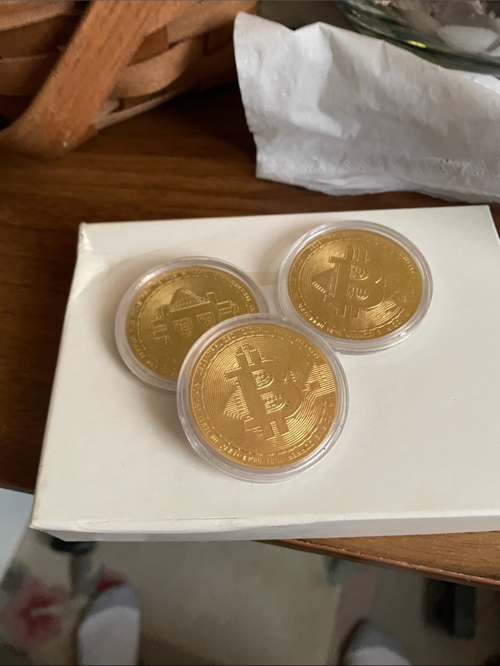 Gold Bitcoin Collector Coins - Decorative Home Display